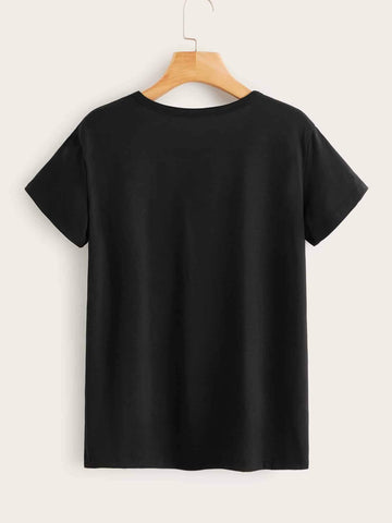 Slogan Print Round Neck Tee