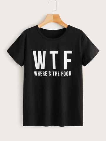 Slogan Print Round Neck Tee