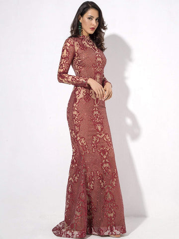 LOVE&LEMONADE Fishtail Hem Sequin Mesh Prom Dress