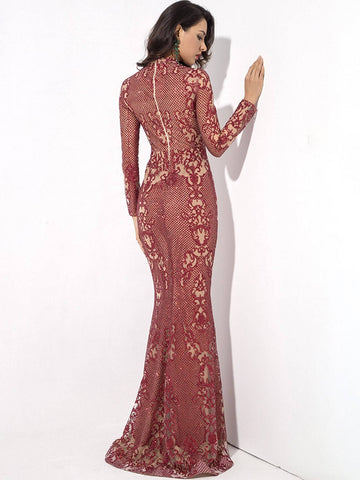 LOVE&LEMONADE Fishtail Hem Sequin Mesh Prom Dress