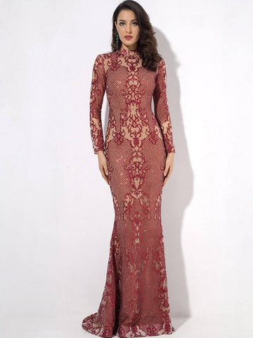 LOVE&LEMONADE Fishtail Hem Sequin Mesh Prom Dress