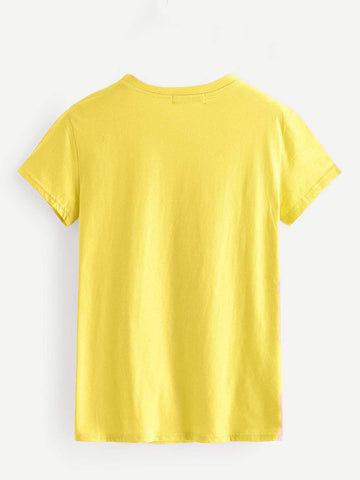 Slogan Print Round Neck Tee