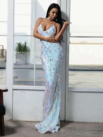 Missord Criss-cross Sequin Cami Prom Dress