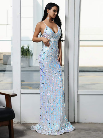 Missord Criss-cross Sequin Cami Prom Dress