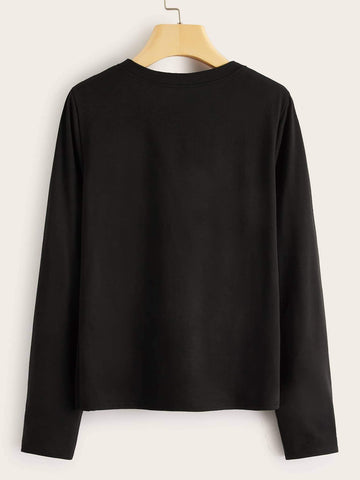 Slogan Print Long Sleeve Tee