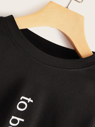 Slogan Print Long Sleeve Tee
