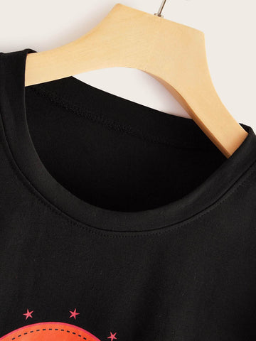 Deer Print Round Neck Tee