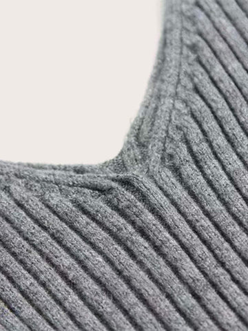 V-Neck Ribbed Knit Tank Jumper Dress