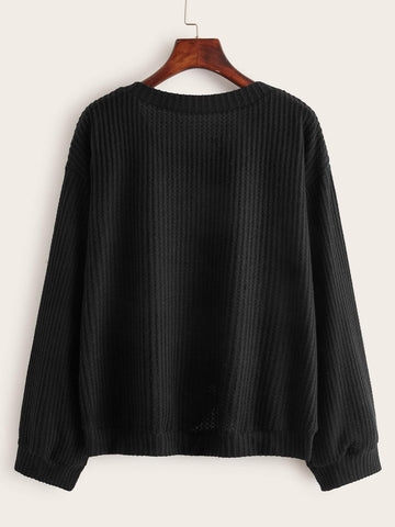 Leopard Knotted Ribbed Knit Top