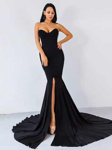 Missord Split Mermaid Hem Floor Length Tube Prom Dress