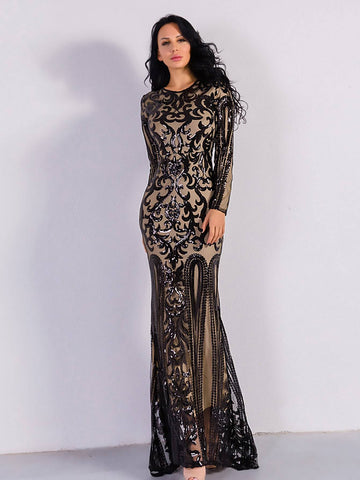 Missord Zip Back Maxi Sequin Bodycon Prom Dress