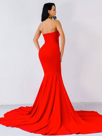 Missord Split Mermaid Hem Floor Length Tube Prom Dress