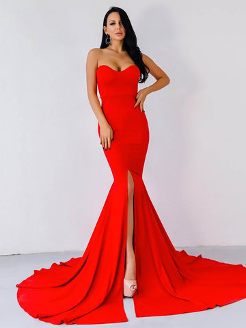 Missord Split Mermaid Hem Floor Length Tube Prom Dress