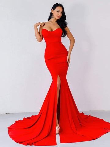 Missord Split Mermaid Hem Floor Length Tube Prom Dress