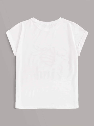 Letter Graphic Round Neck Tee