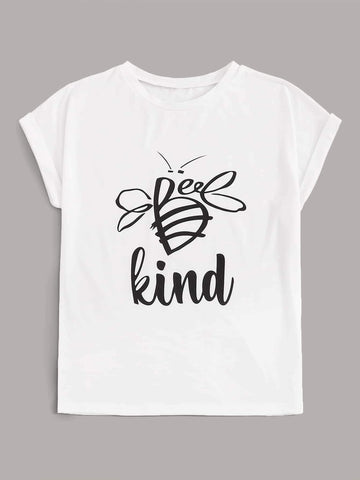 Letter Graphic Round Neck Tee