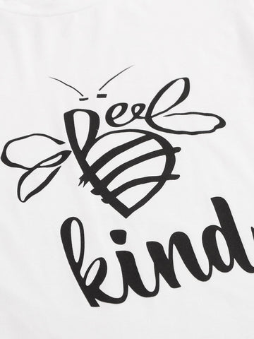 Letter Graphic Round Neck Tee