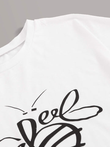 Letter Graphic Round Neck Tee