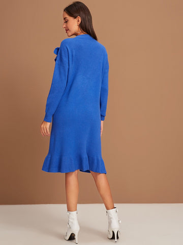 Drop Shoulder Ruffle Hem Jumper Dress