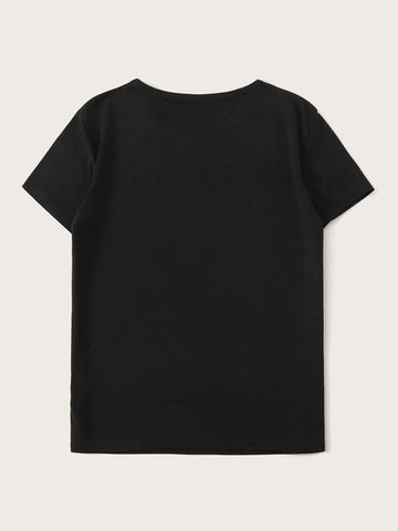 Slogan Graphic Round Neck Tee