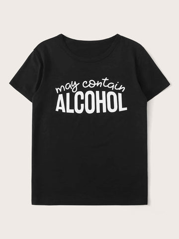 Slogan Graphic Round Neck Tee