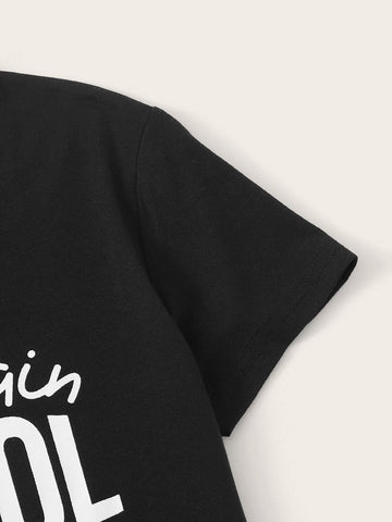 Slogan Graphic Round Neck Tee