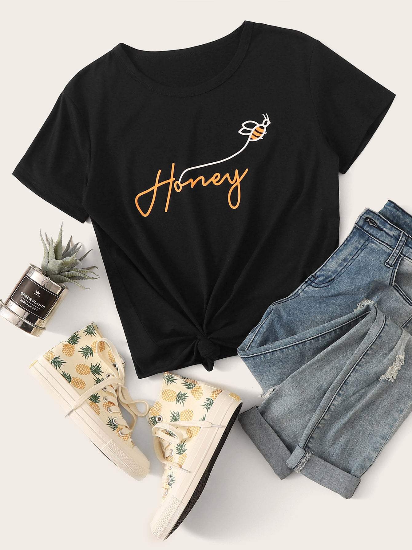 Bee And Letter Graphic Tee