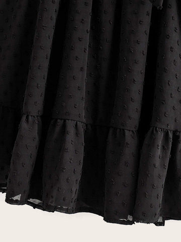 Swiss Dot Bow Side Wrap Dress