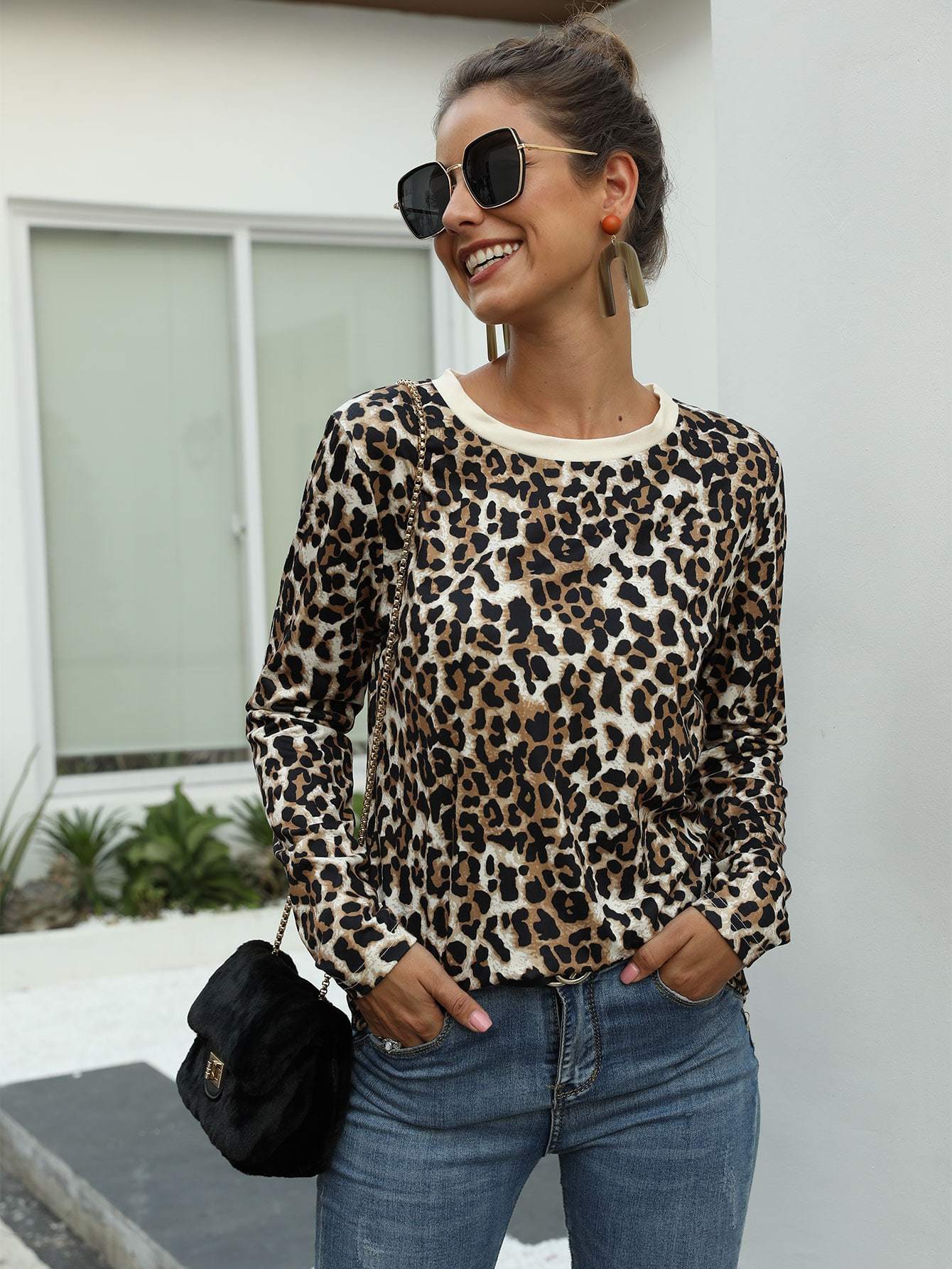 Leopard Print Long Sleeve Tee