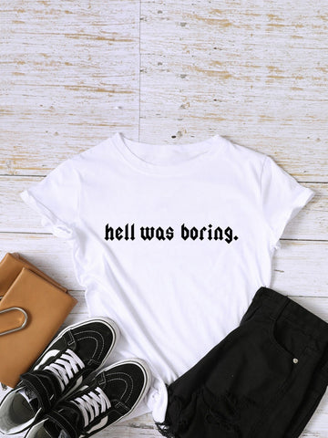 Slogan Print Round Neck Tee