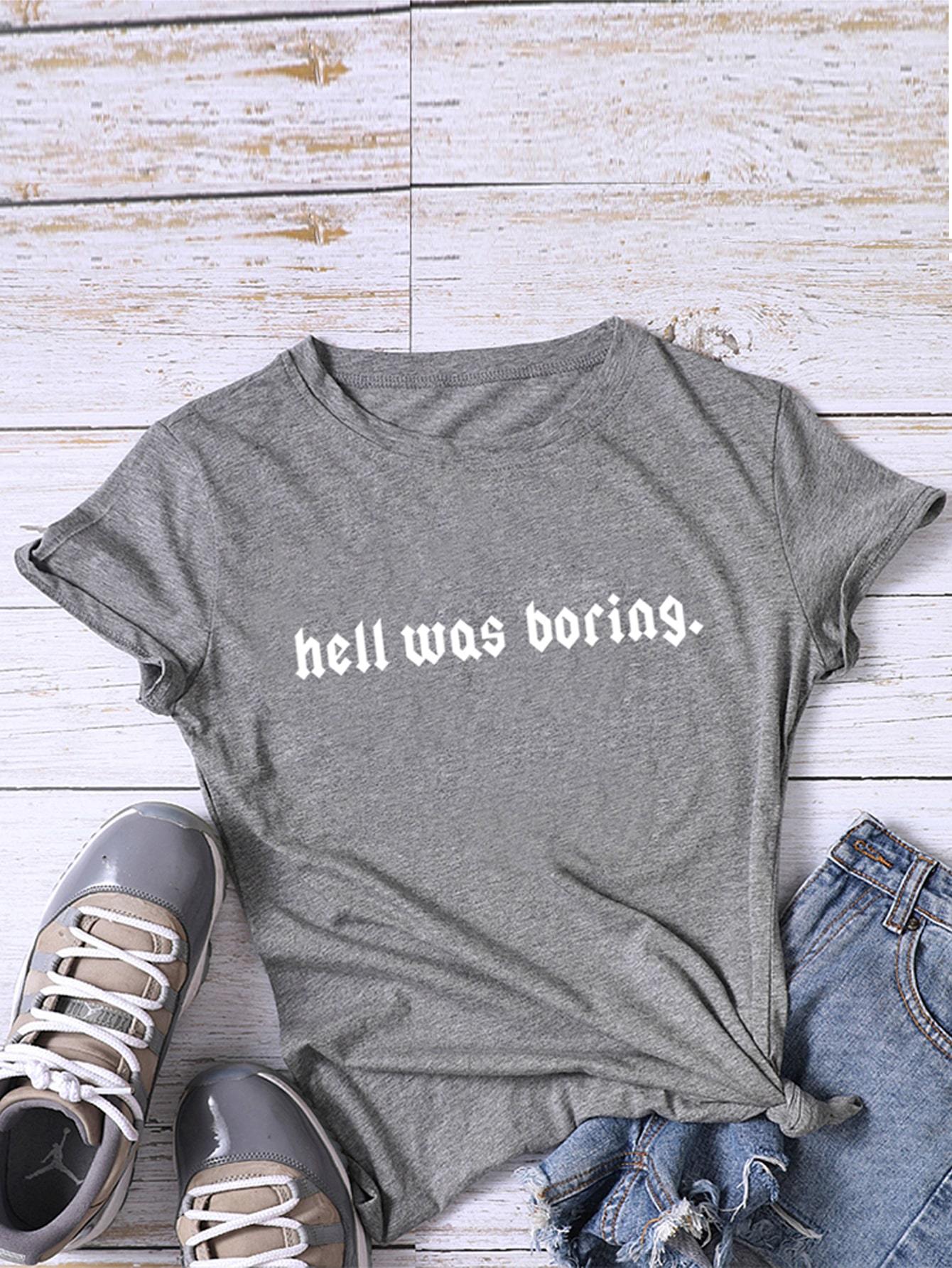 Slogan Print Short Sleeve Tee