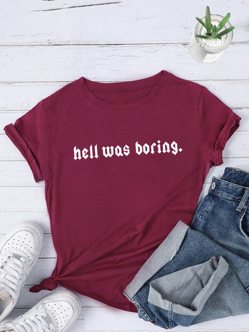 Slogan Print Round Neck Tee