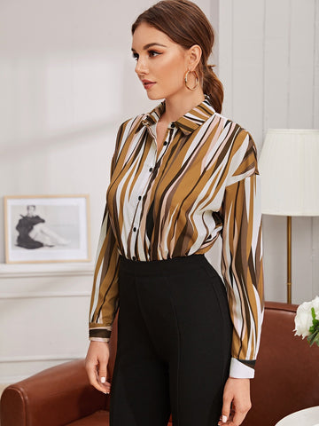 Drop Shoulder Allover Print Shirt