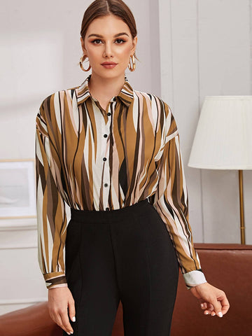 Drop Shoulder Allover Print Shirt