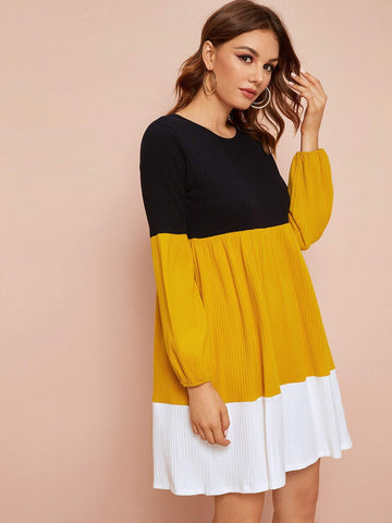 Colour-block Rib-Knit Tee Dress