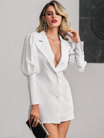 Glamaker Single Breasted Gigot Sleeve Blazer Dress