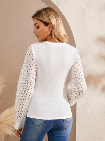 Eyelet Embroidery Skinny Tee
