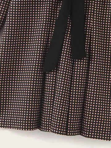 Polka Dot Tie Neck Belted Dress