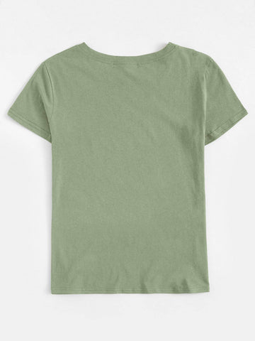 Slogan And Graphic Print Tee