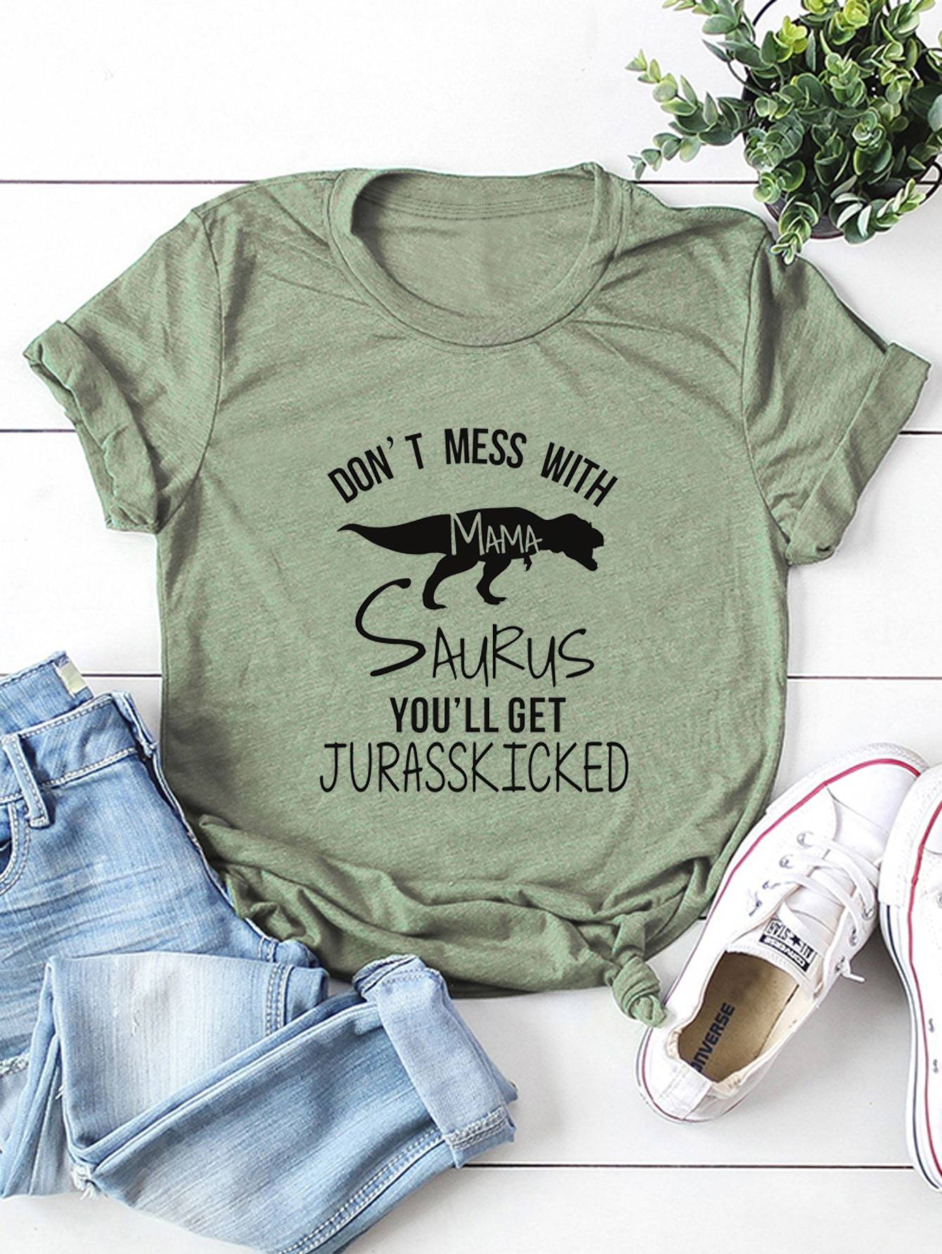 Slogan And Graphic Print Tee