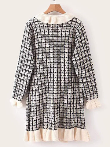 Plaid Ruffle Hem Jumper Dress