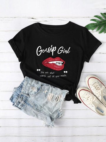 Lip And Letter Graphic Tee