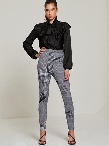 Ruffle Shirred Pussybow Blouse