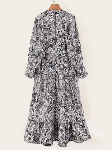 Leopard Print Ruffle Hem Dress