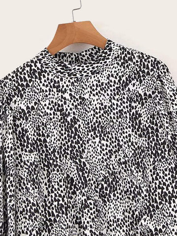 Leopard Print Ruffle Hem Dress