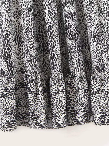 Leopard Print Ruffle Hem Dress