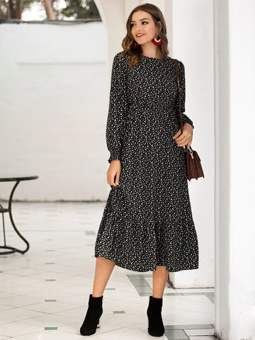 Ditsy Floral Flounce Hem Dress