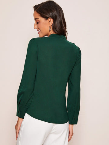 Ruffle Trim Button Up Blouse