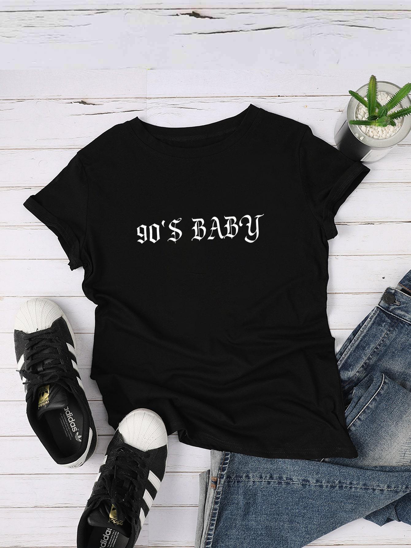 Crew Neck Letter Graphic Tee