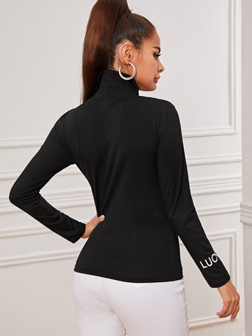 Letter Graphic High Neck Tee